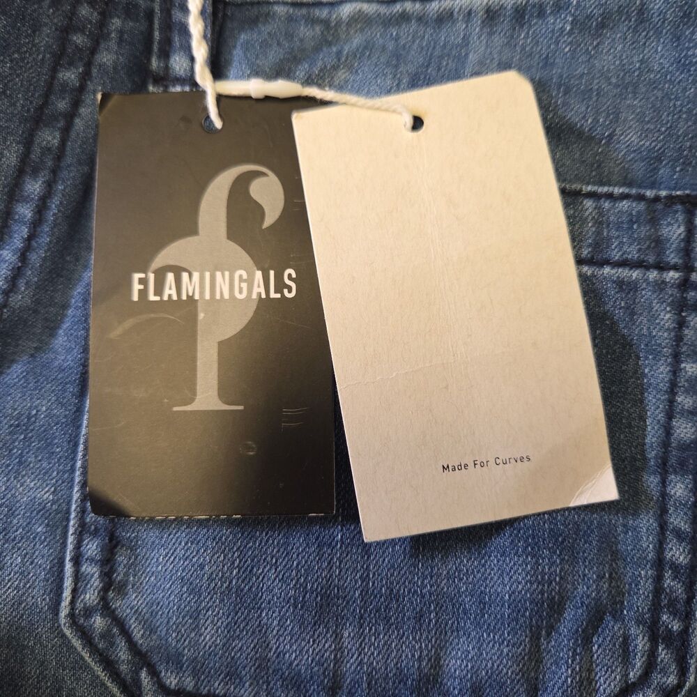 NWT Flamingals Womens XS Wide Leg Mid Rise Jeans Front Patch Pockets - Picture 9 of 11